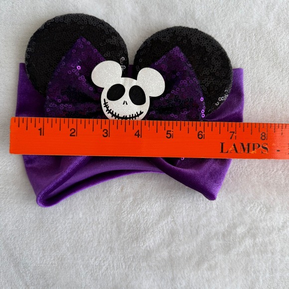 Disney Nightmare Before Mickey Ears Headband Jack Skellington Purple Sequin Bow - Picture 5 of 5